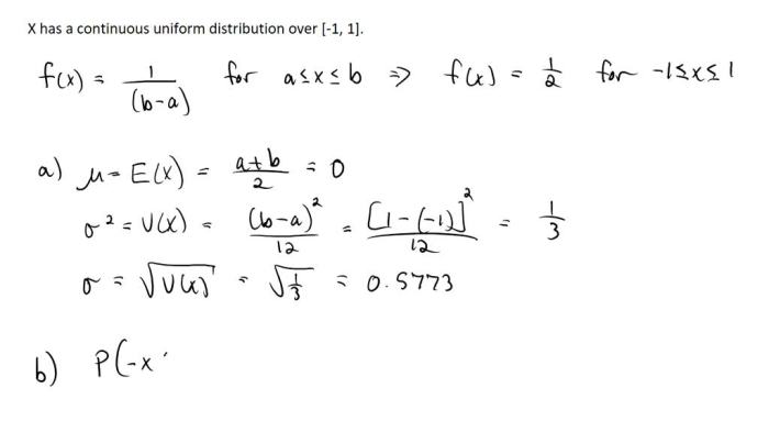 Suppose x has a continuous uniform distribution over the interval