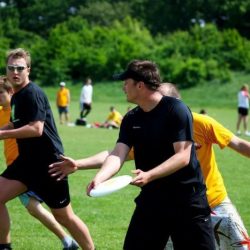 Name three differences between flag football and ultimate frisbee.